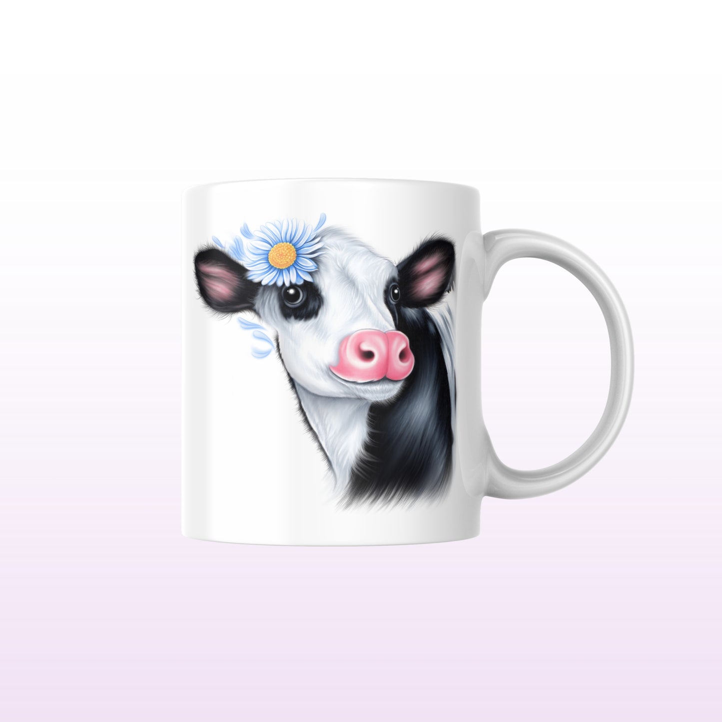 Svartvit mugg med ko