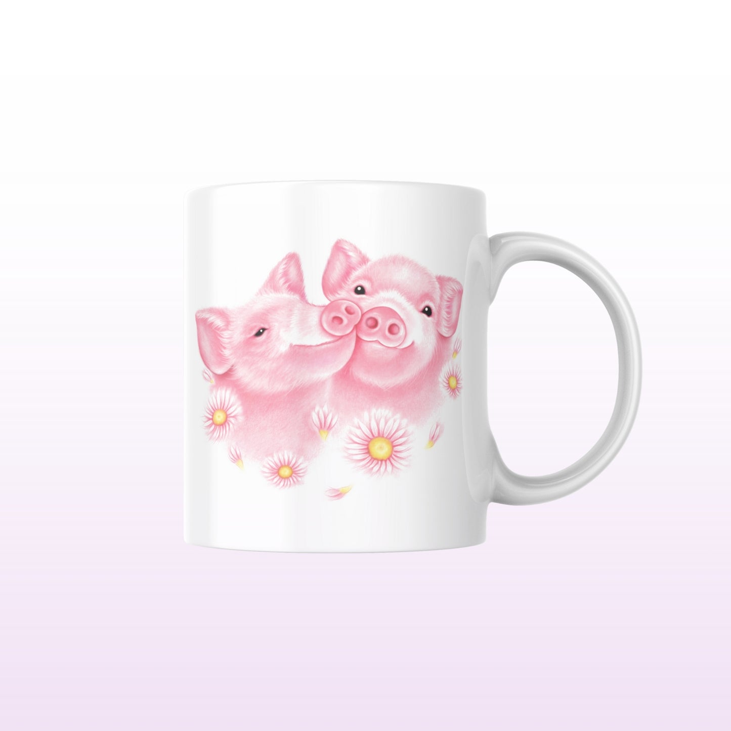 Grispar och blommor mugg (Gris, Kärlek)