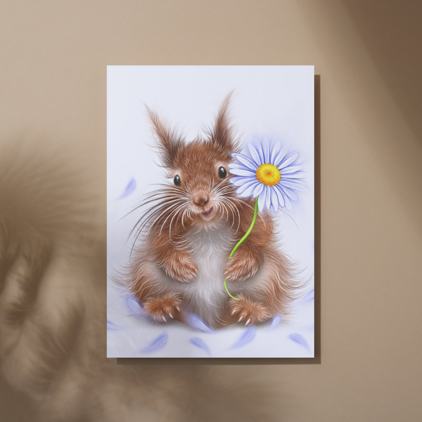 Squirrel and Daisy - Art Print