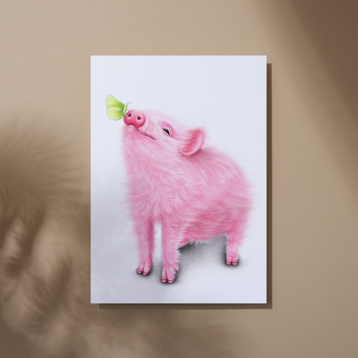 Pig and Butterfly - Art Print (Pig)