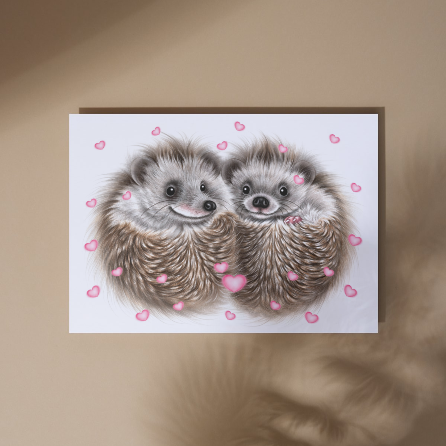 Hedgehog Balloons and Hearts -Art Print