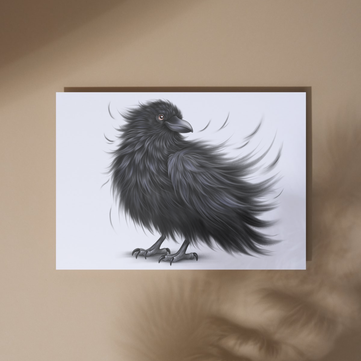 Lintu -Taideprintti (Korppi) - ArtByAnnaK