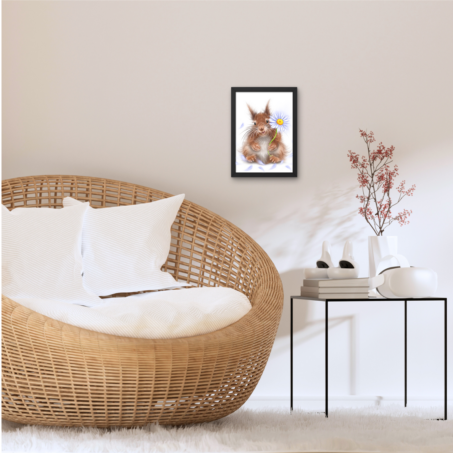 Squirrel and Daisy -Decorative painting