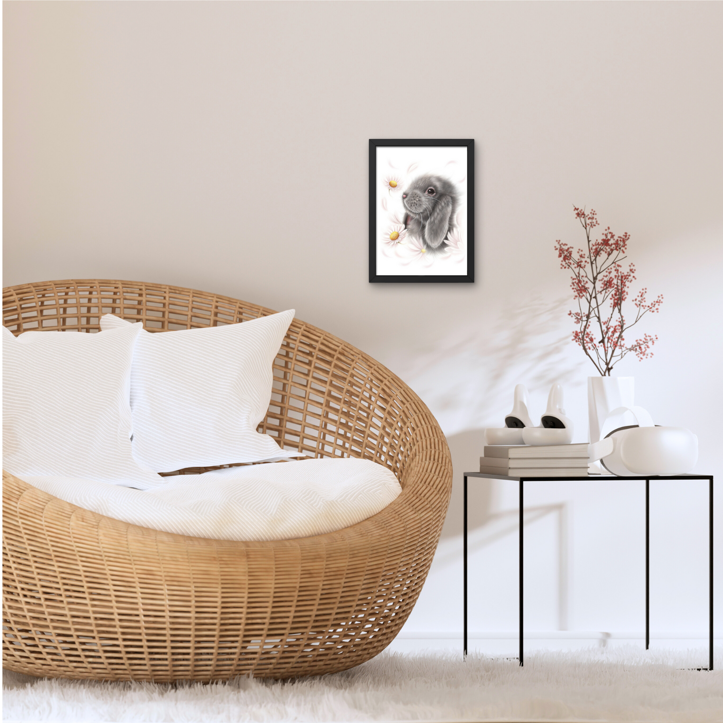 Bunny and Flowers -Decorative board