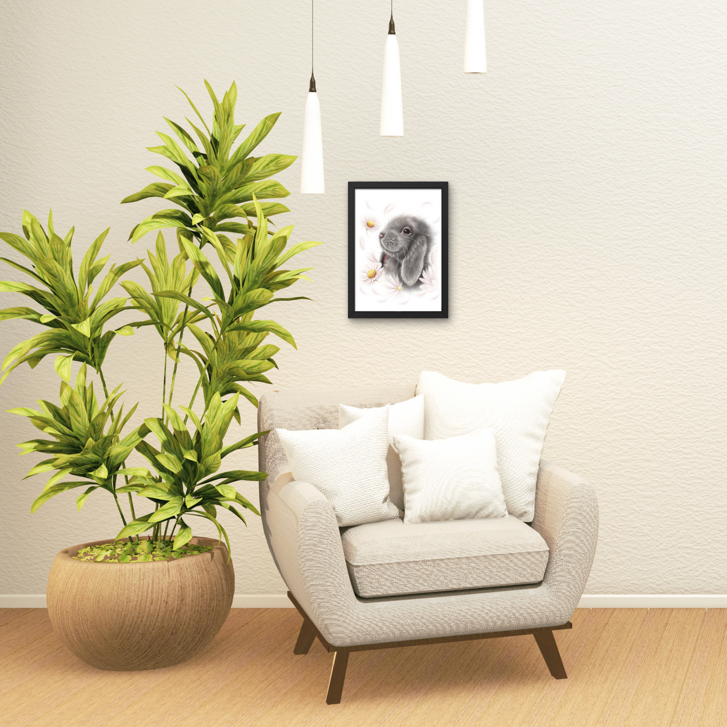 Bunny and Flowers -Decorative board