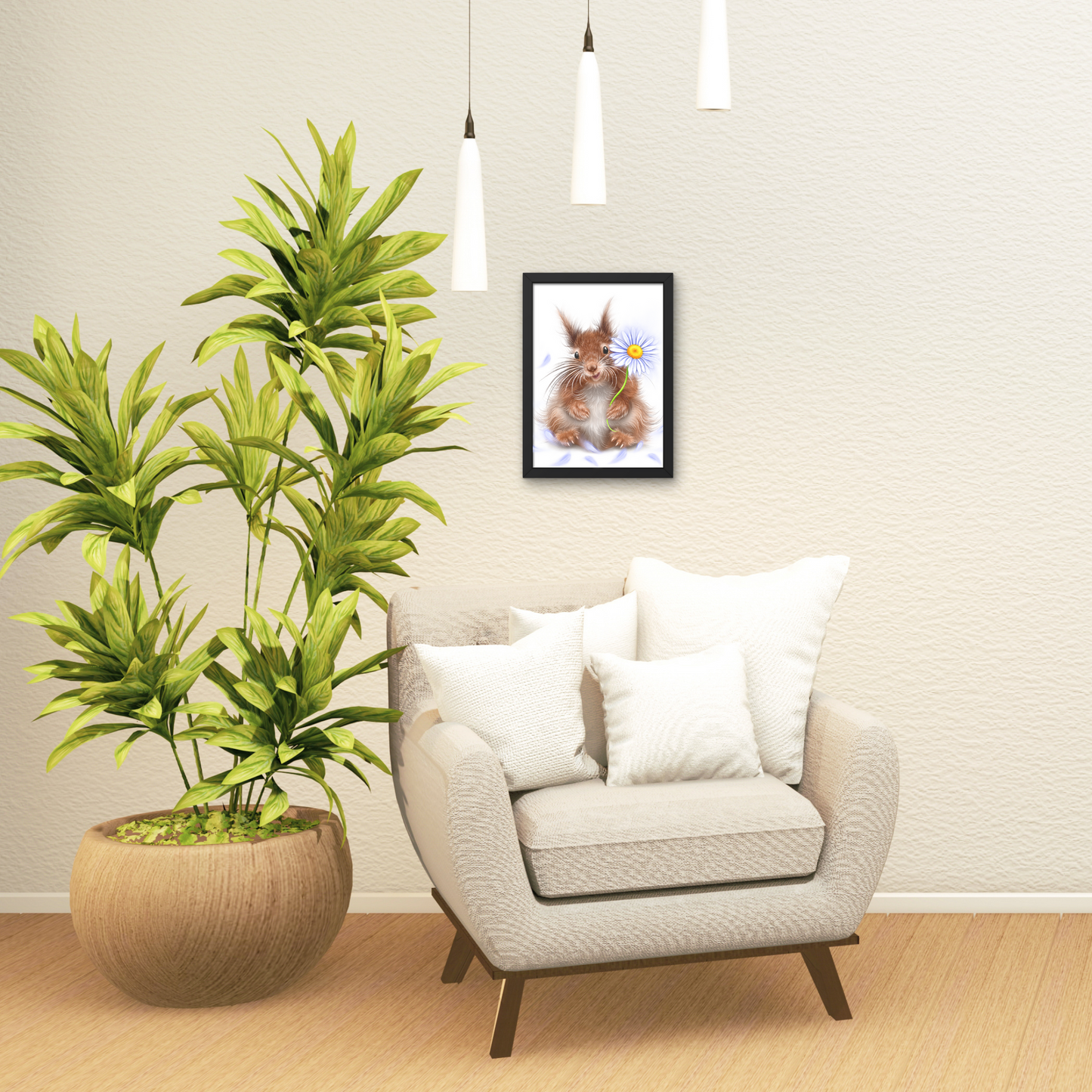 Squirrel and Daisy -Decorative painting