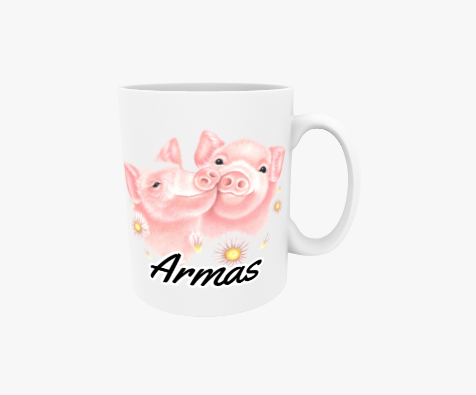 Armar / Grispar och blommor - Textmugg
