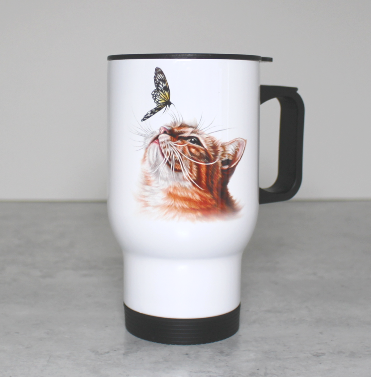 Katt och fjäril - Termosmugg