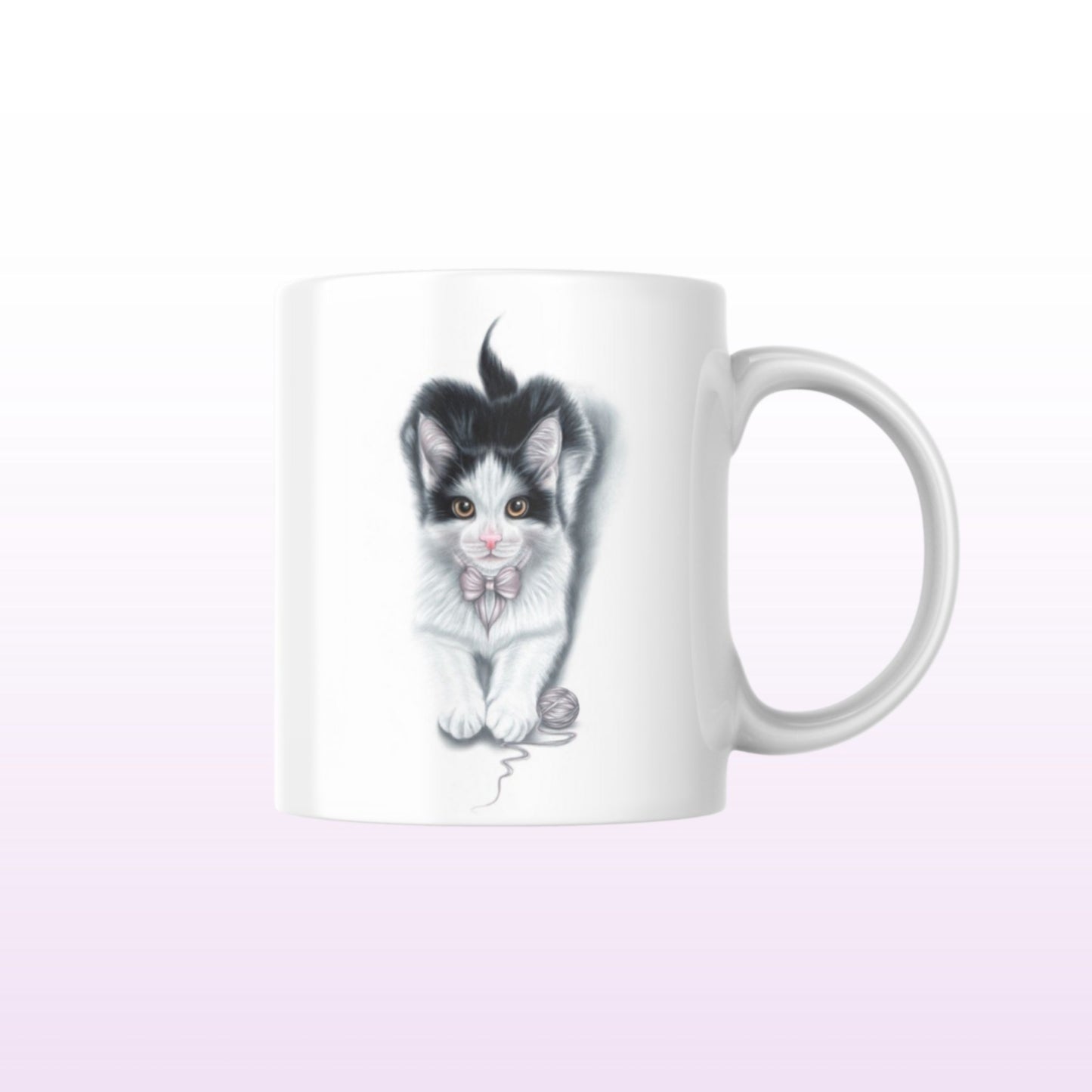 Mustavalkoinen Kissa -Muki (Kissarodut, Kisu) - ArtByAnnaK