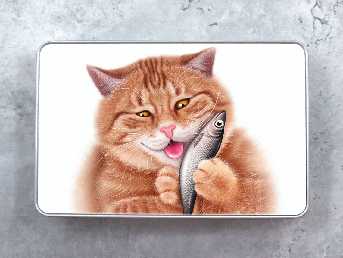 Cat Licks Fish - Tin Box (Kitty)