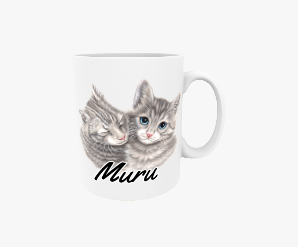 Muru / Grå kattpar - Textmugg