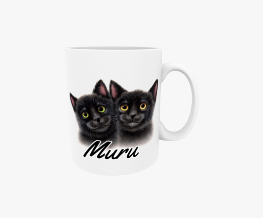 Muru / Svart kattpar - Textmugg