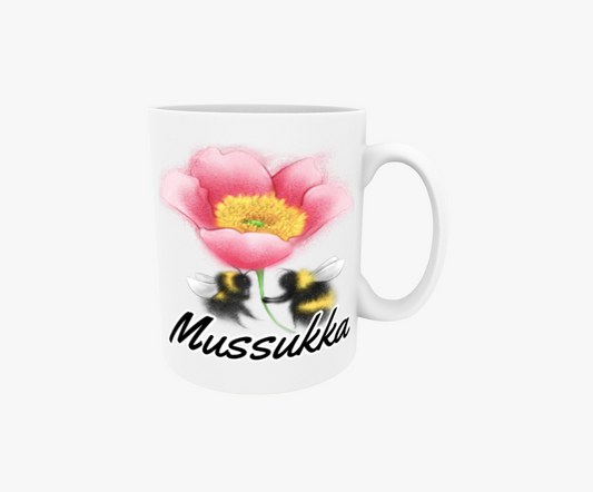 Mussukka / Pörriaäiset och Kukkanen -Textmugg
