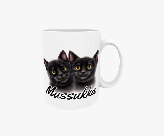 Mussukka / Svart kattpar - Textmugg