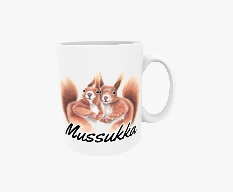 Mussukka / Ekorrepar - Textmugg