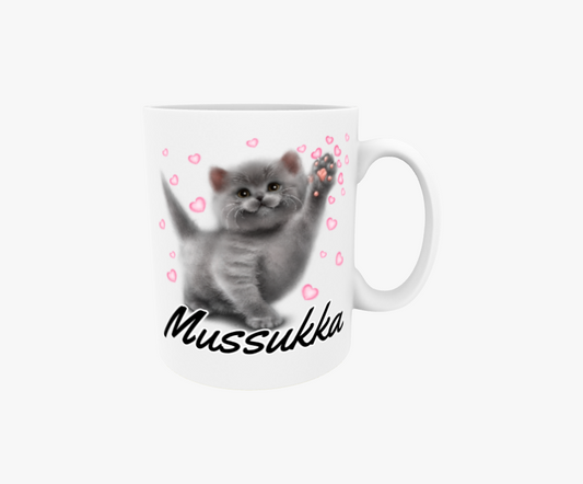 Mussukka / Scottish Fold Kattunge och Hjärtan - Textmugg