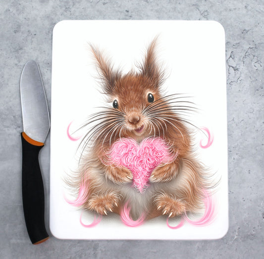 Kudde med ekorre och hjärta - skärbräda