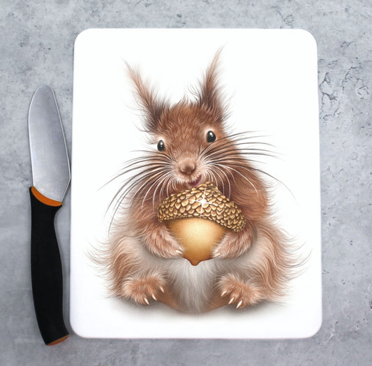 Ekorre och ekollon skärbräda