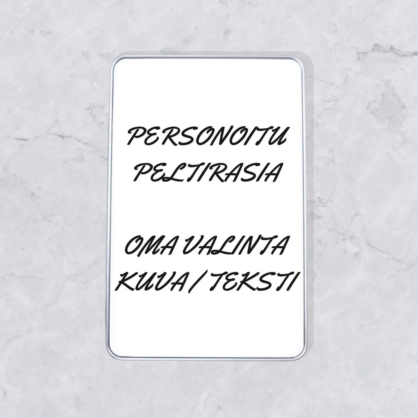 Personoitu peltirasia (pystymalli)