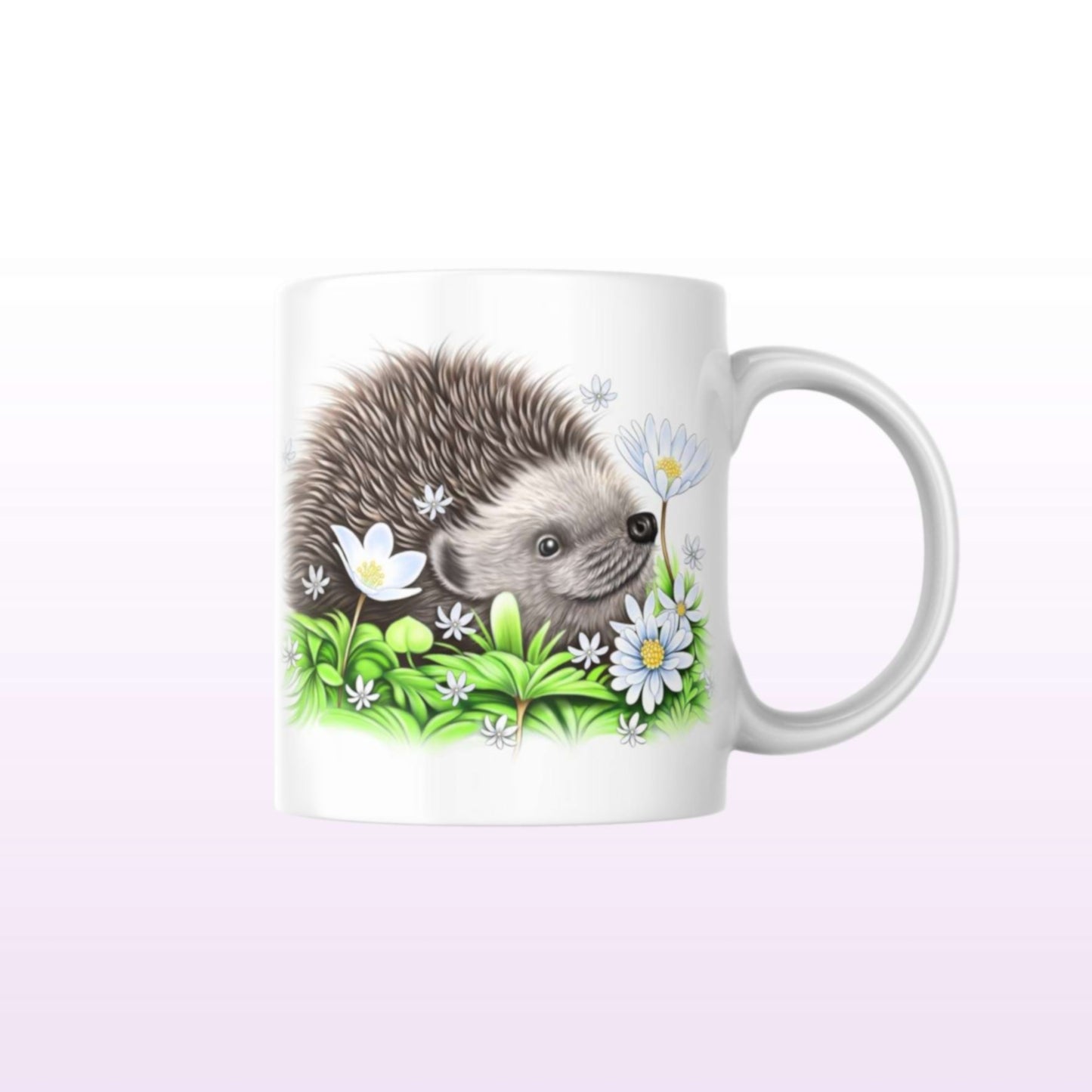 Igelkott och blommor mugg