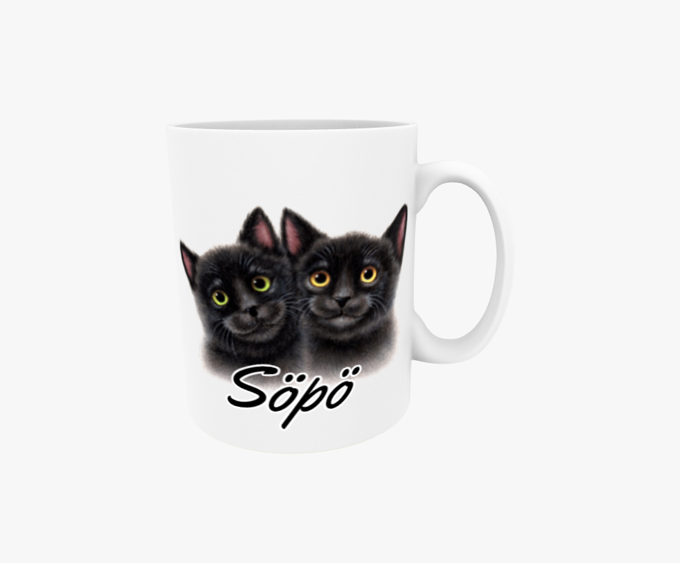 Söt/Svart Kattpar - Textmugg