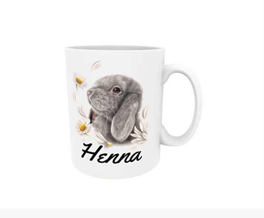 Henna / Bunny and Flowers - Name Mug