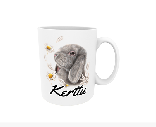 Kitty / Bunny and Flowers - Name Mug