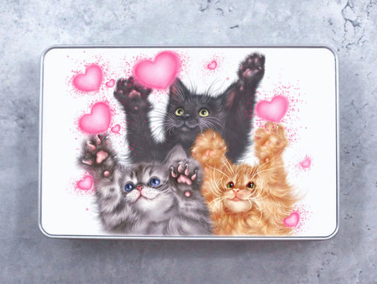 Kattungar och hjärtan plåtask (kattraser, kattunge, vän)