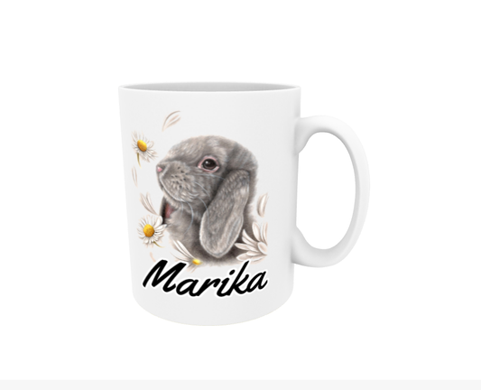 Marika / Bunny and Flowers - Name Mug