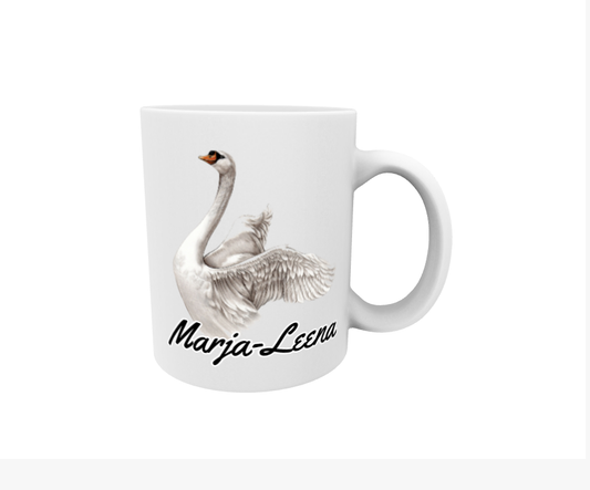 Marja-Leena / Swan -Name mug (20mm text)