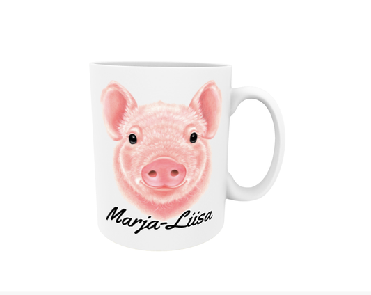 Marja-Liisa / Pig -Name mug (20mm text)