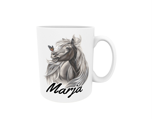 Berry / Black Horse and Butterfly - Name Mug