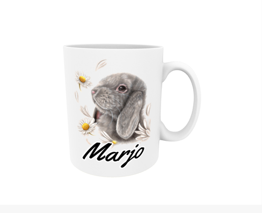 Marjo / Bunny and Flowers - Name Mug
