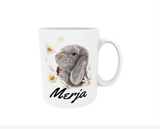 Merja / Bunny and Flowers - Name Mug