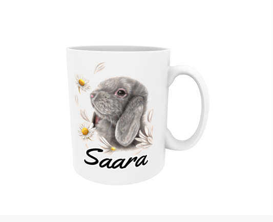 Saara / Bunny and Flowers - Name Mug