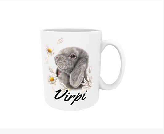 Virpi / Bunny and Flowers - Name Mug