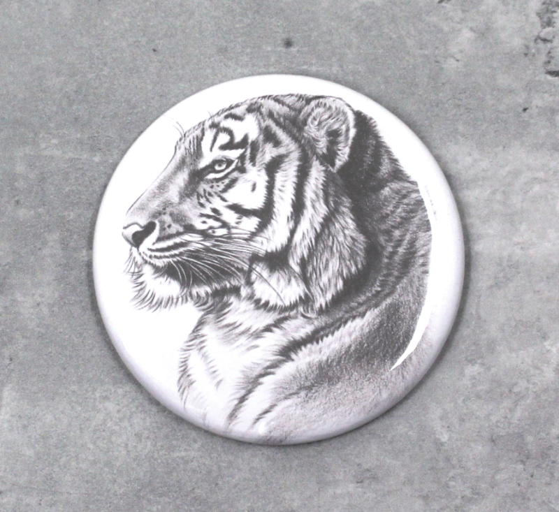 Tigerporträtt svartvit knapp