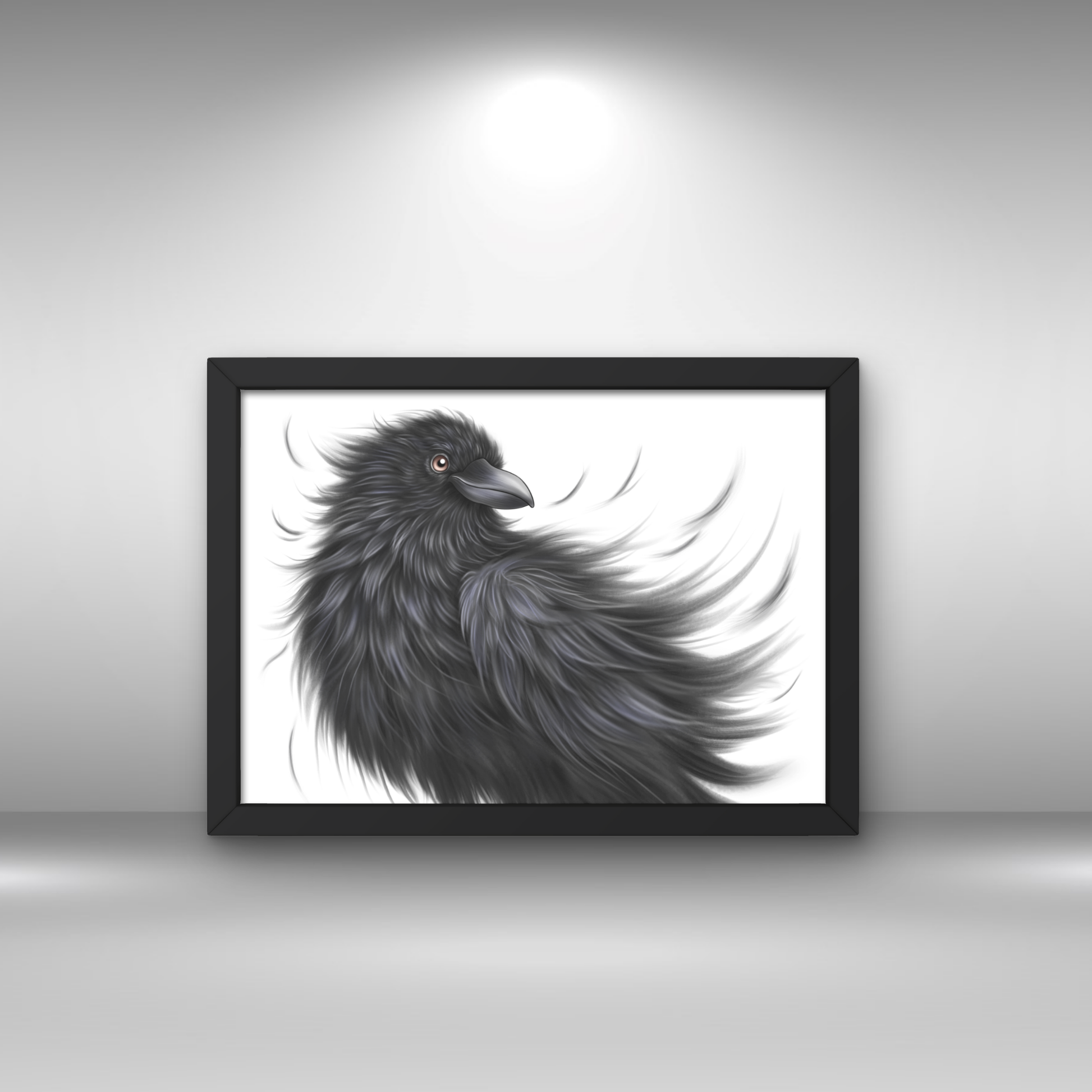 Lintu -Sisustustaulu (Korppi) 2 - ArtByAnnaK