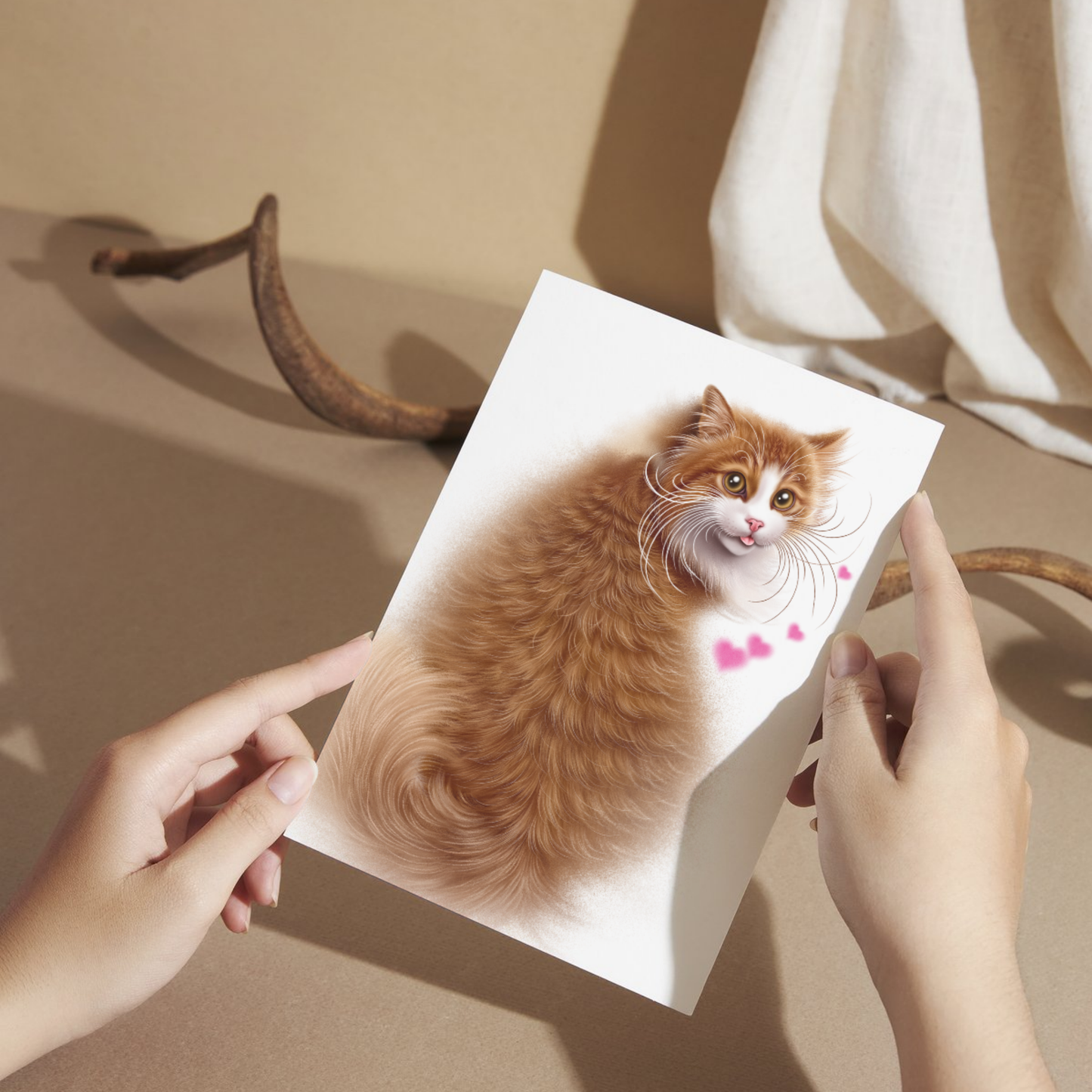 Röd katt sittande vykort (kattraser, kattunge)