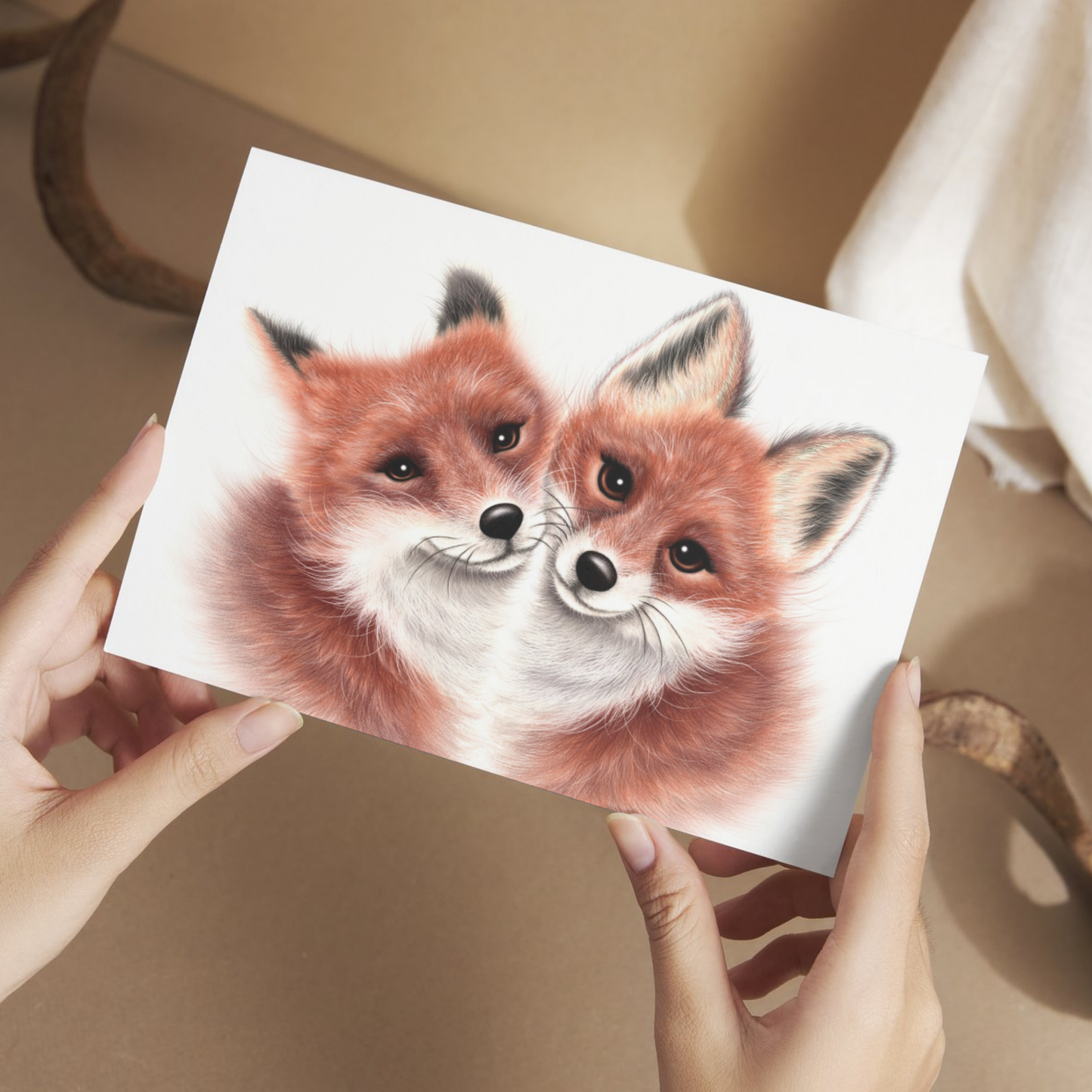 Fox couple - Postcard