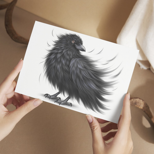 Lintu -Postikortti (Korppi) - ArtByAnnaK