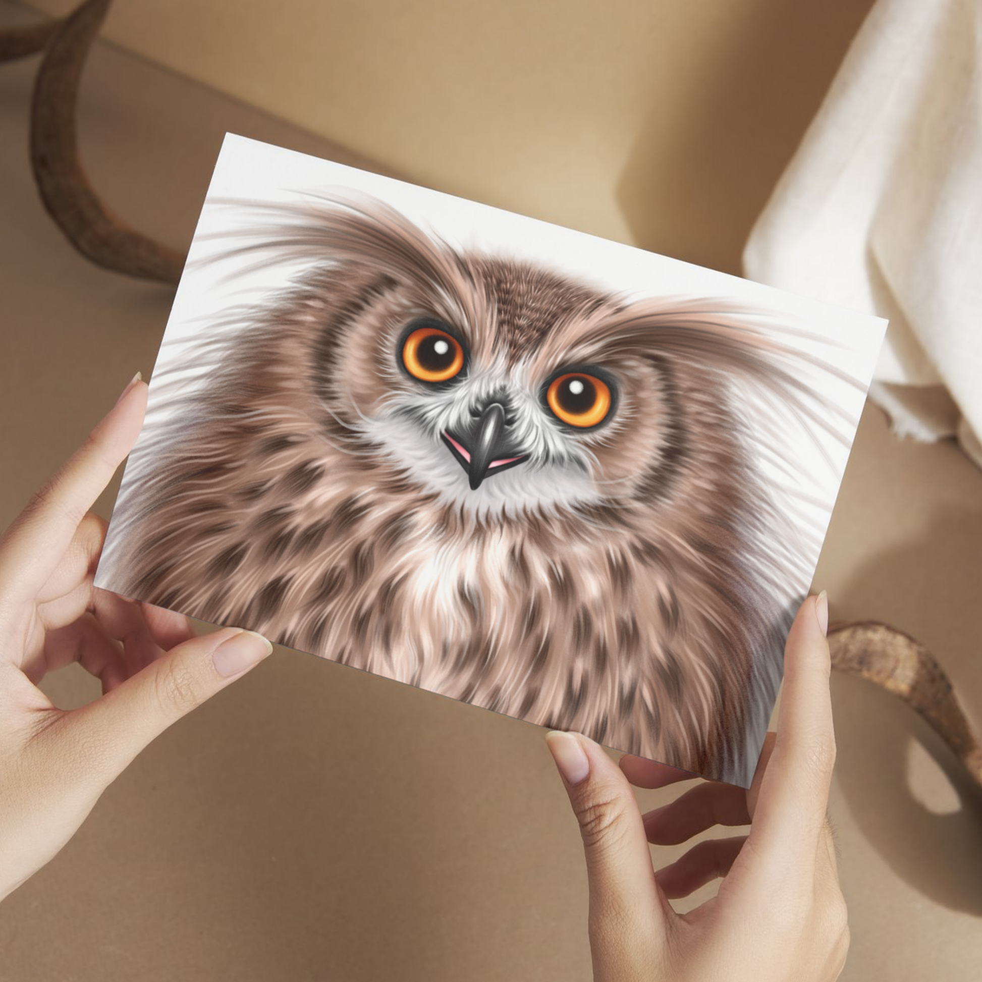 Pöllö -Postikortti - ArtByAnnaK