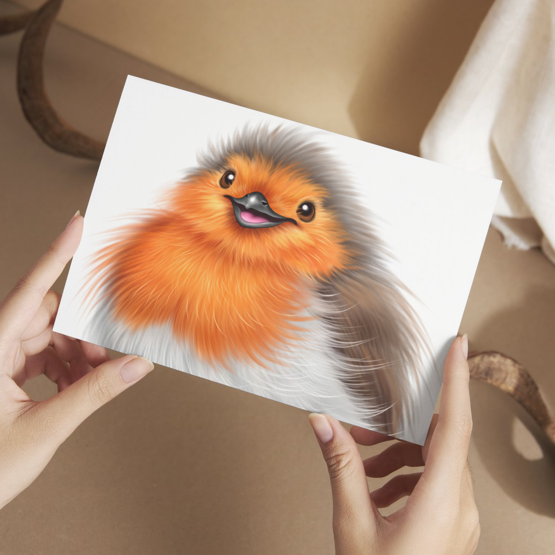 Lintu -Postikortti (Punarinta) 2 - ArtByAnnaK
