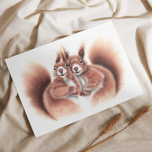 Oravapari -Postikortti (Orava) - ArtByAnnaK