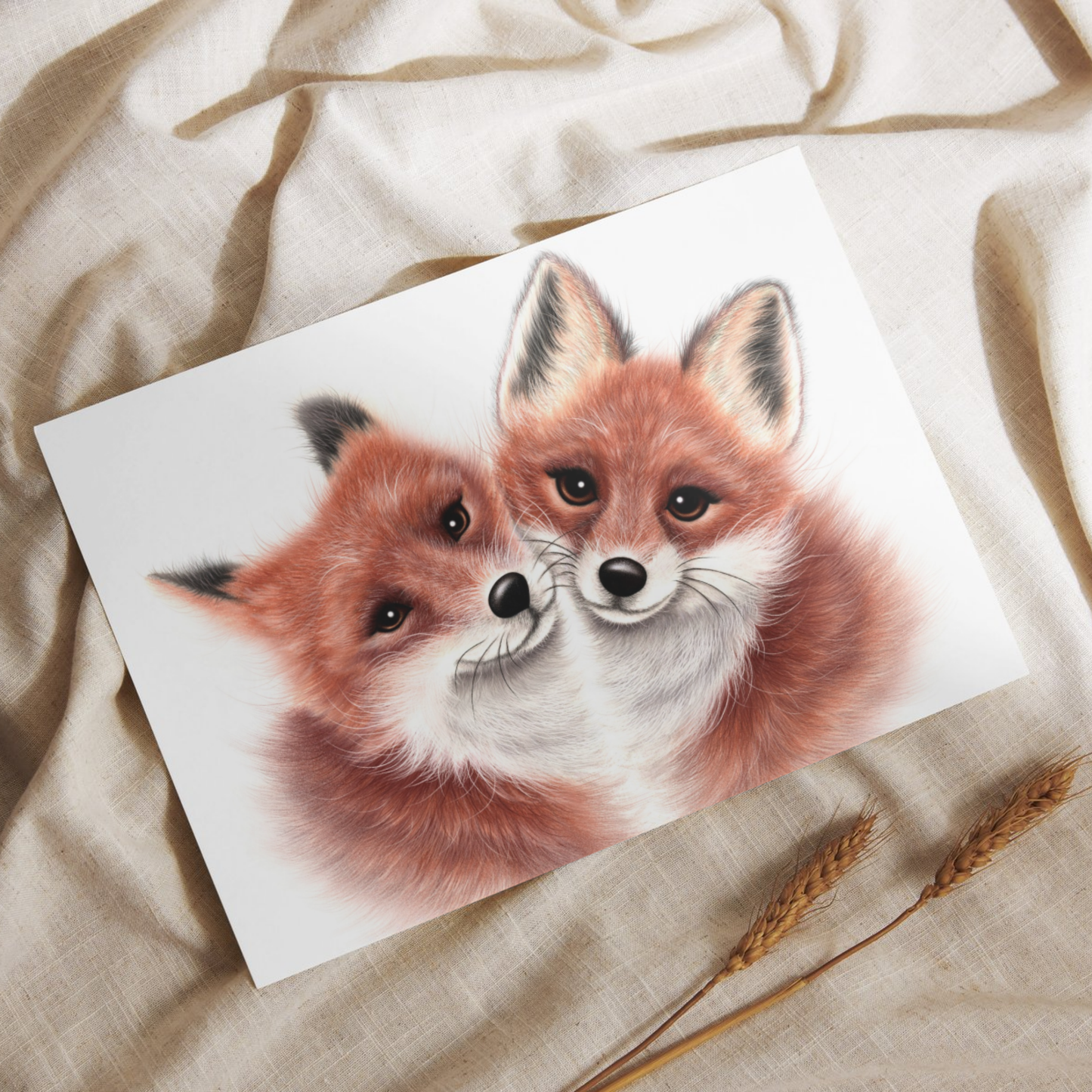 Fox couple - Postcard