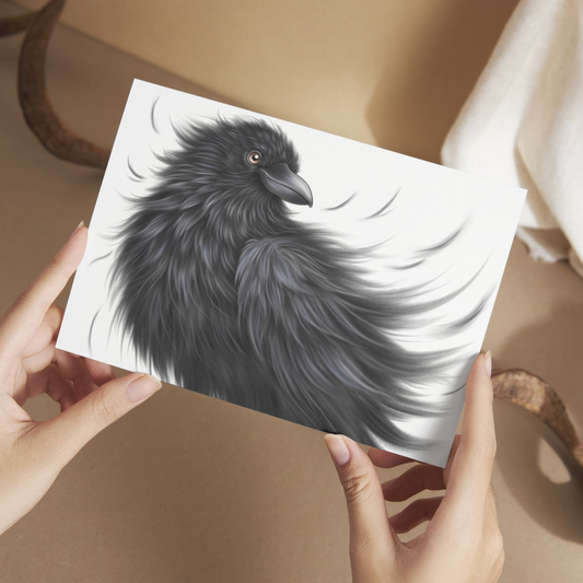 Lintu -Postikortti (Korppi) 2 - ArtByAnnaK