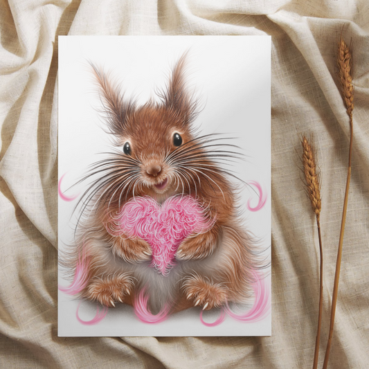 Orava ja Sydäntyyny -Postikortti