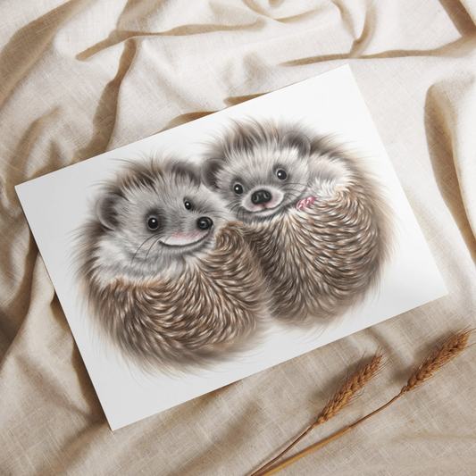 Siilipallerot -Postikortti (Siili) - ArtByAnnaK