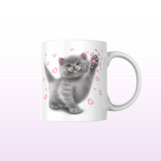 Scottish Fold Valp och Hjärtan Mugg (Kattraser, Kattunge, Kattunge, Kattmugg, Kattmugg, För Vän, Kärlek) 