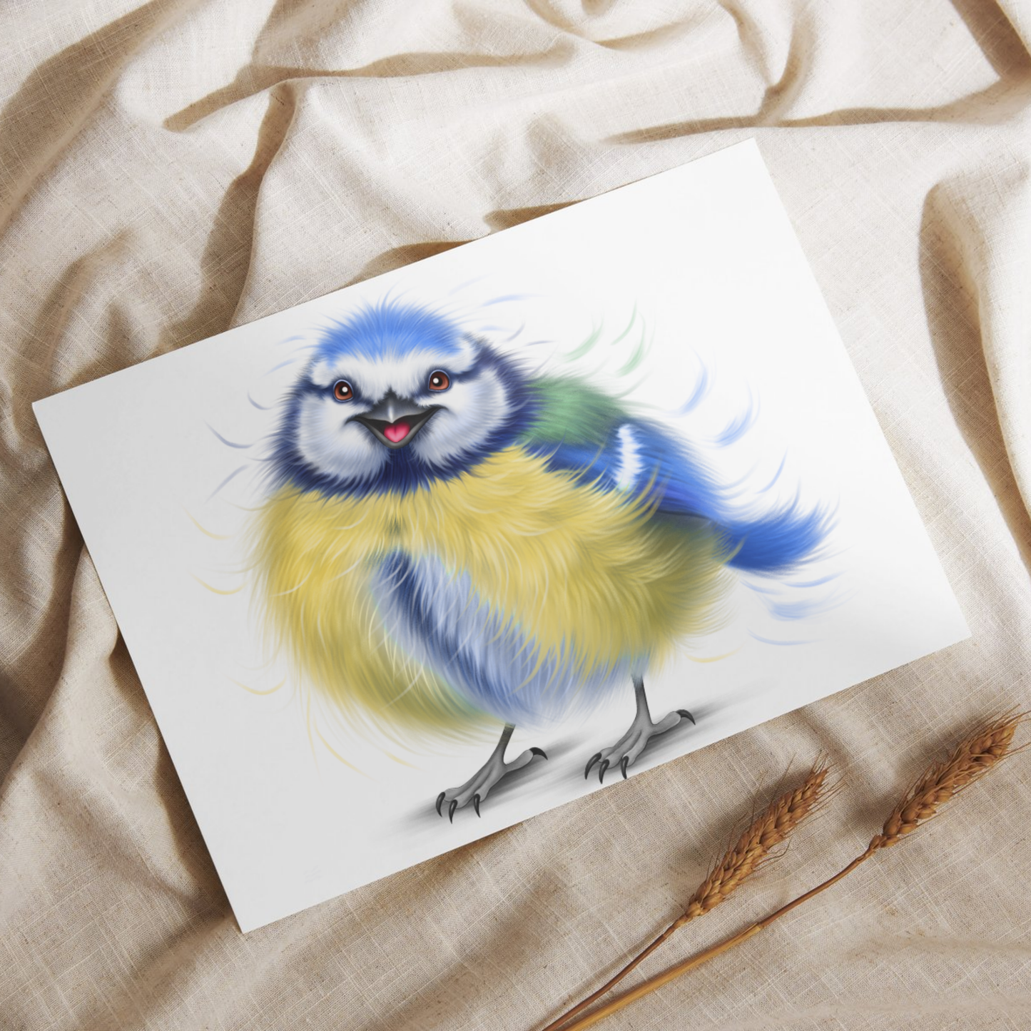 Lintu -Postikortti (Sinitiainen) - ArtByAnnaK
